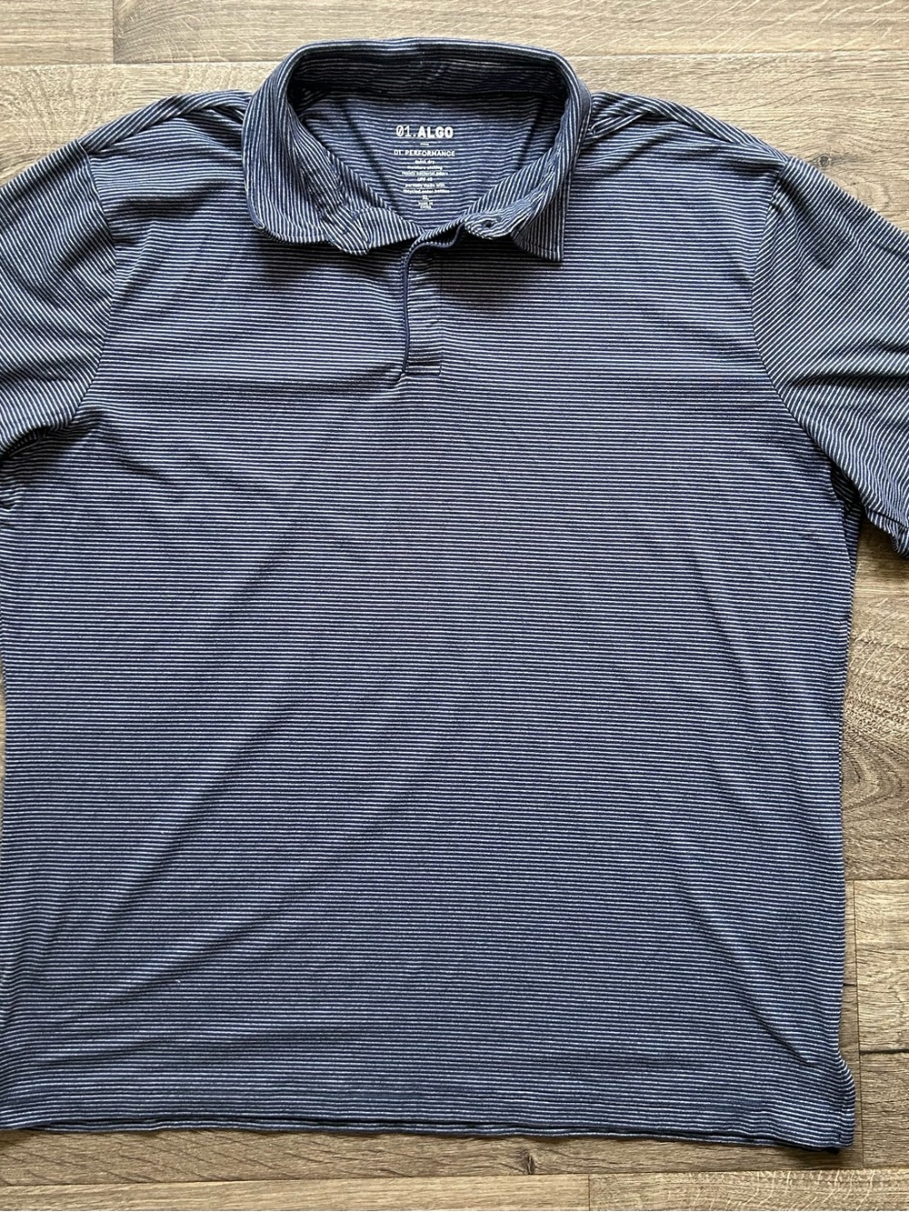 ALGO Men's Navy Micro-Stripe Polo